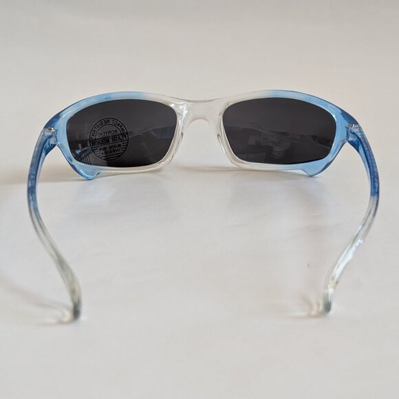 NWT Vintage 90's Kids Acetate Sporty Sunglasses (2 Tone Crystal Blue) - Picture 4 of 5
